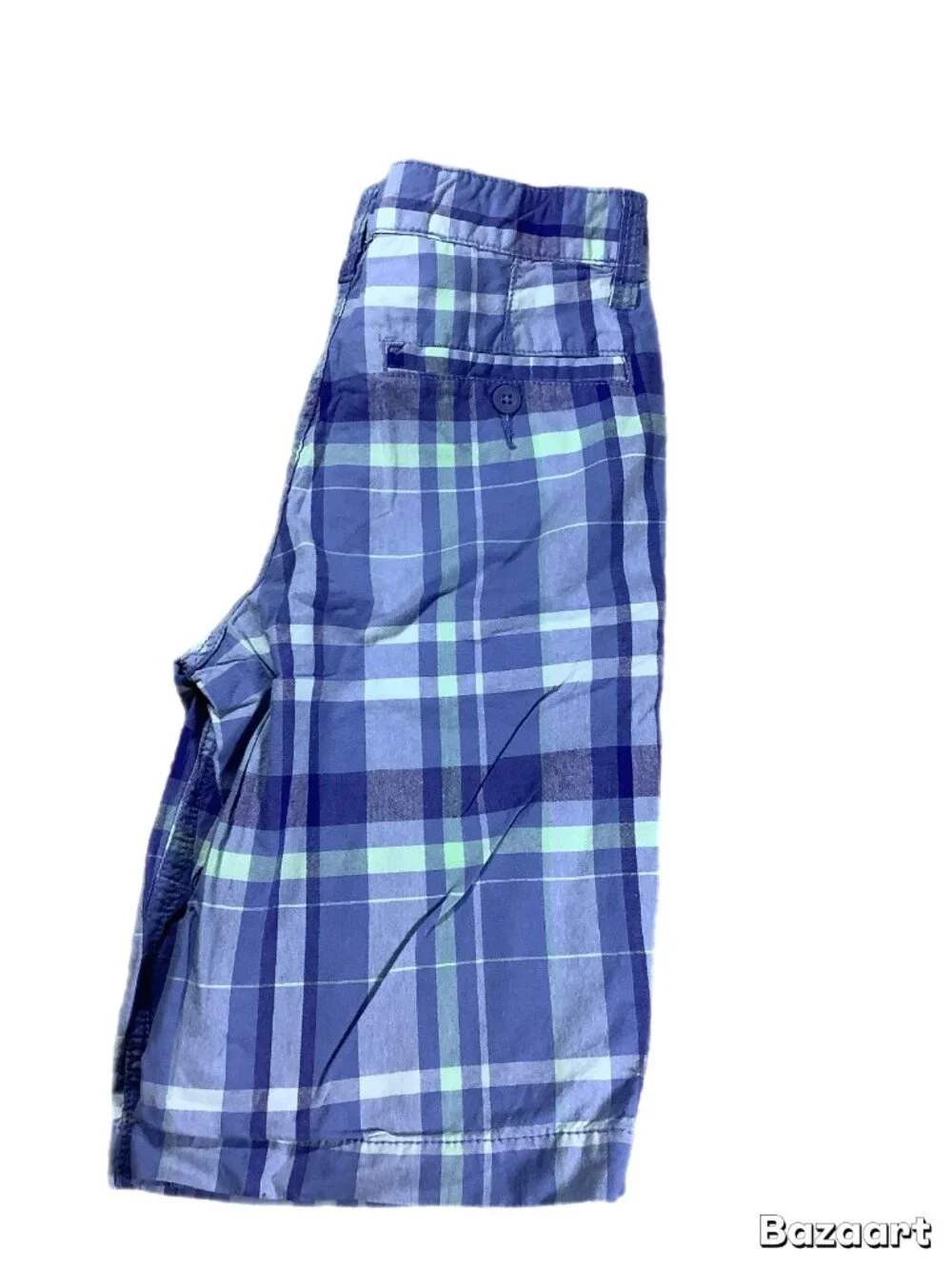 Old Navy Boys Violet and Green Plaid Shorts Size 10 Built-In Belt